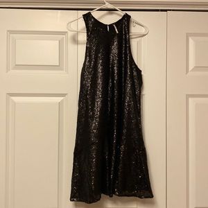 Black sequin Free People mini dress - perfect for the holidays!